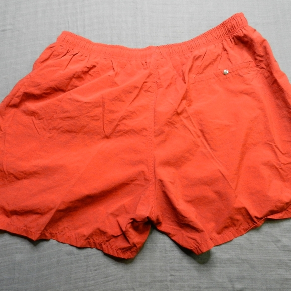 VINTAGE Big Dogs Swim Trunks Shorts Women's XL Orange Nylon Lined Logo - Picture 8 of 12